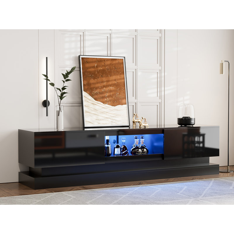 Ivy Bronx Delean Modern LED TV Stand for 85 inch TV with LED Lights and